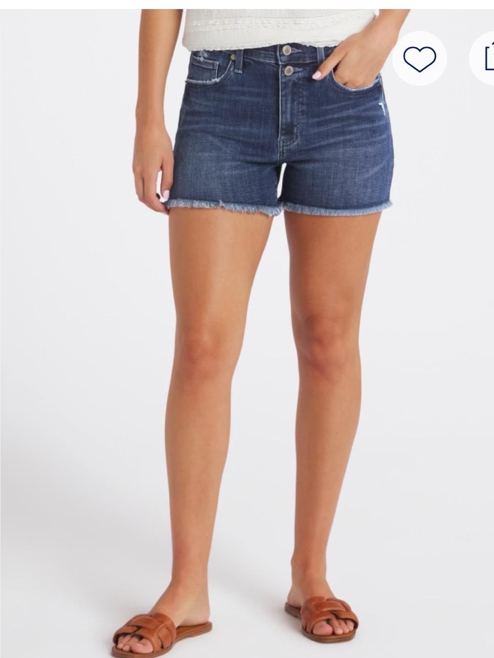 Cosmic Blue Love Dani Short, High-Waist Dark Blue Denim Shorts with Raw Hem - Picture 2 of 9